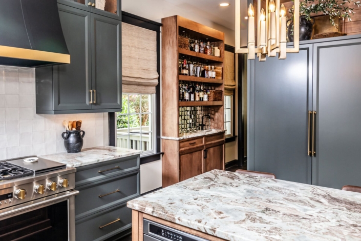 blue kitchen and beverage center