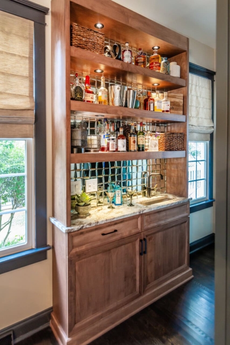 beverage center with tile backsplash