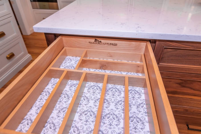 walnut island silverware drawer