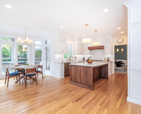 dining area and kitchen with big windows