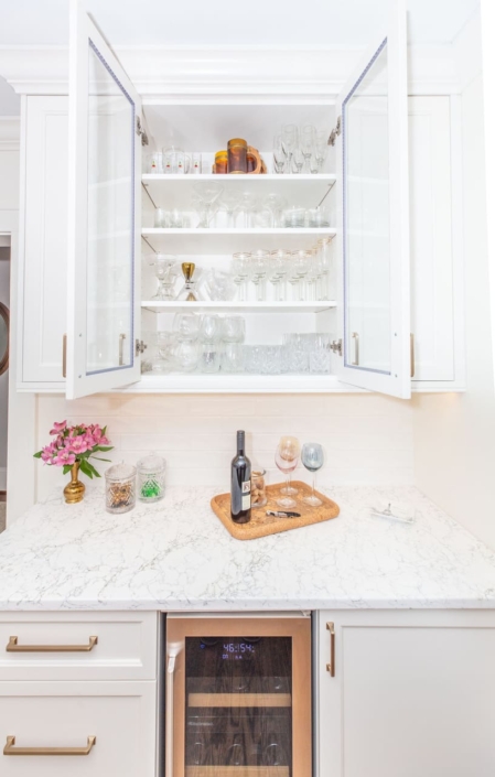 beverage center with a wine cooler