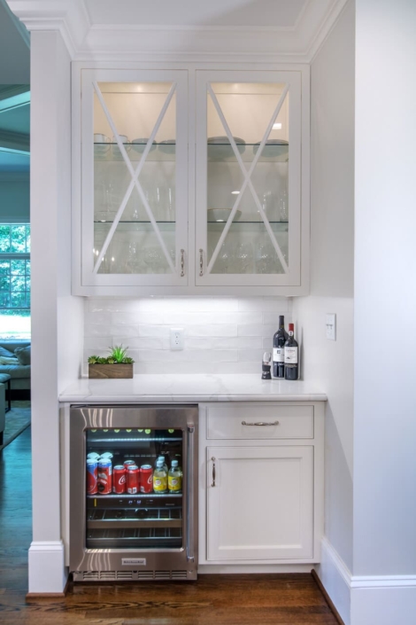 wet bar/beverage center with a drink fridge