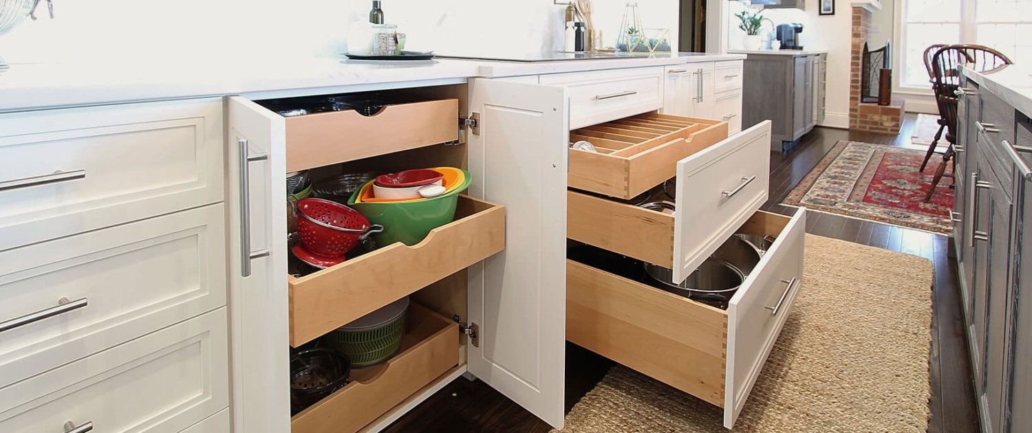 white kitchen with storage cabinets