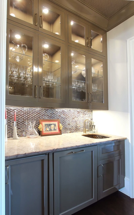 beverage center with glass doors