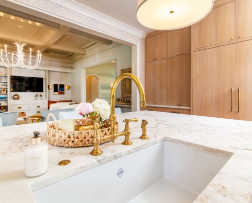 kitchen sink with marble countertops