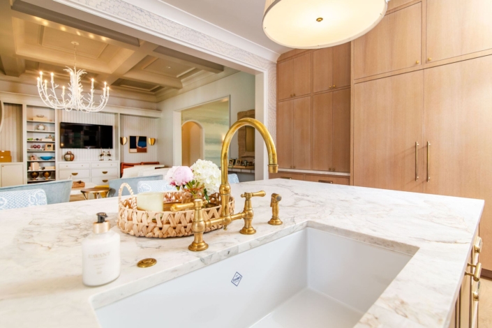 kitchen sink with marble countertops