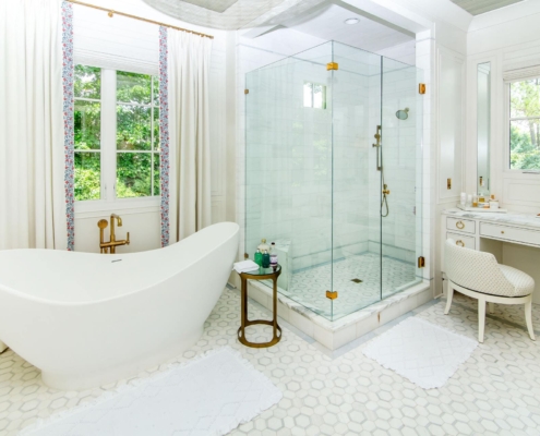 walk in shower and soaker tub