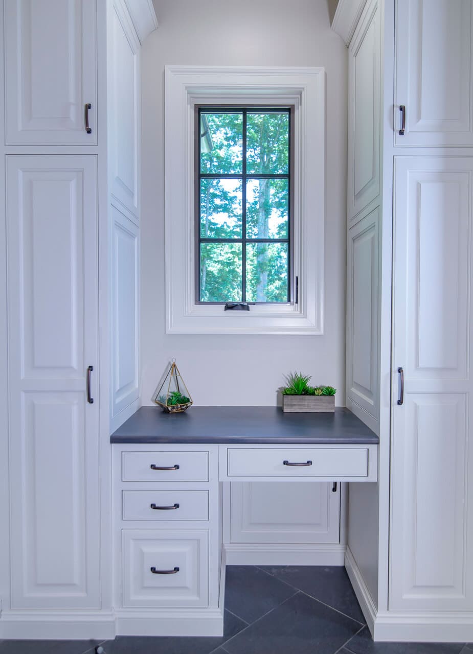 office with a window and plants